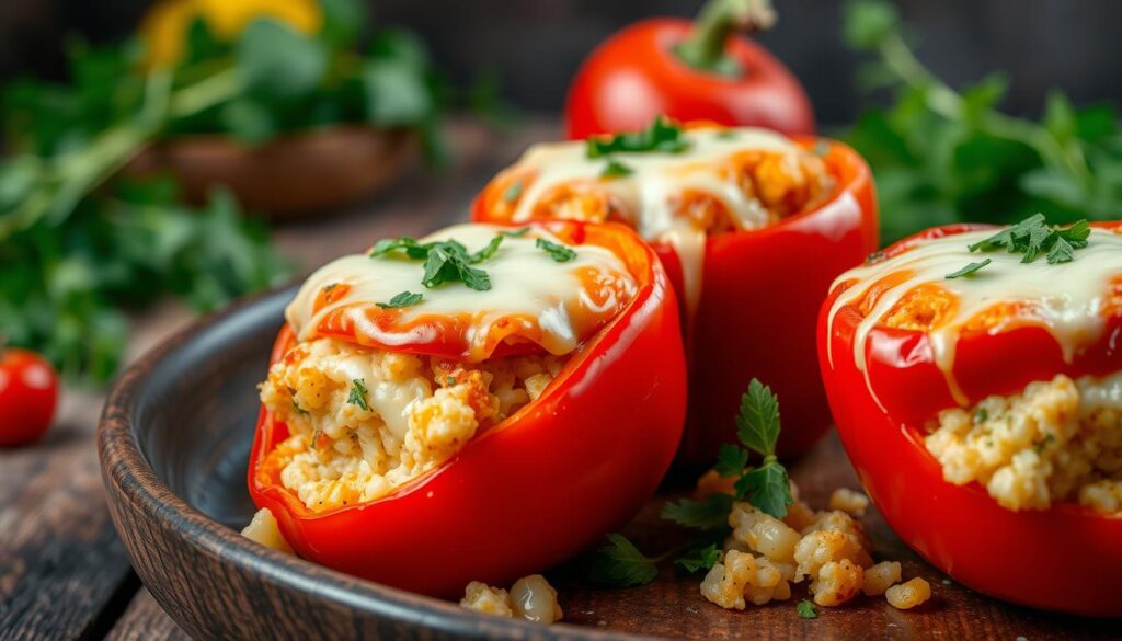 Stuffed Bell Peppers with Rice and Cheese