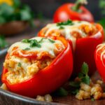 Stuffed Bell Peppers with Rice and Cheese