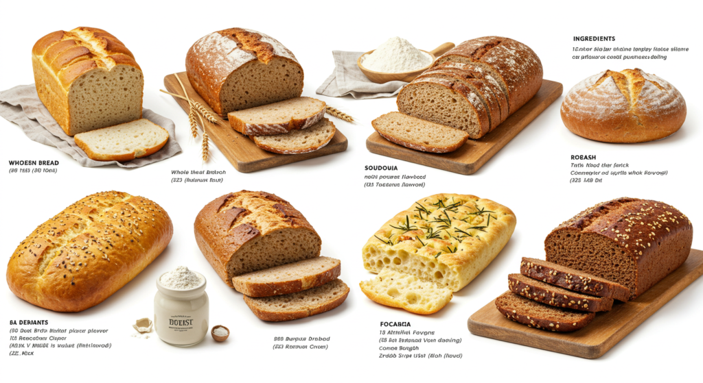 Ingredients of homemade bread loaves perfect for sandwiches.