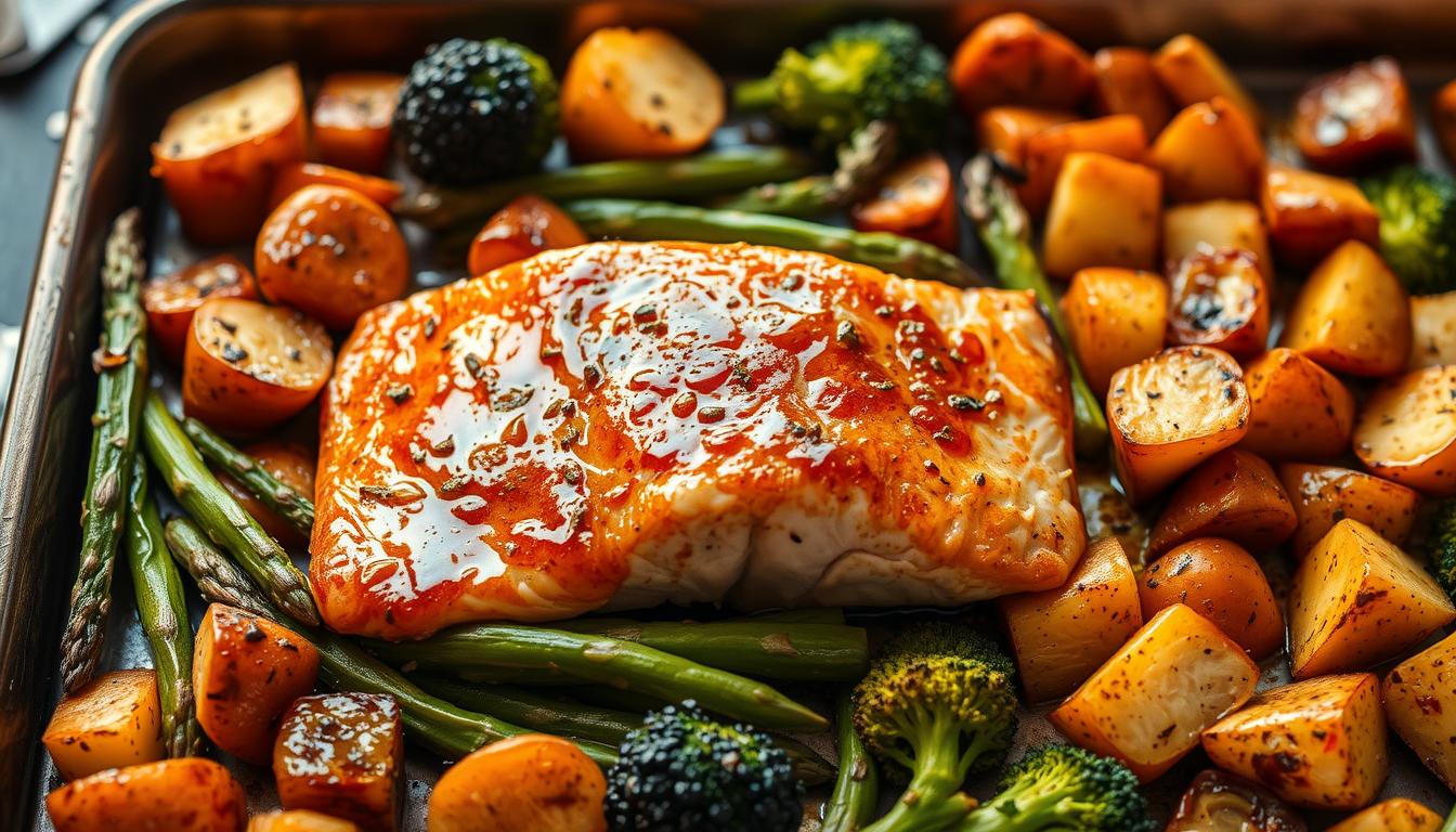 Sheet Pan Honey Garlic Salmon and Veggies