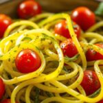 Zucchini Noodles with Pesto and Cherry Tomatoes